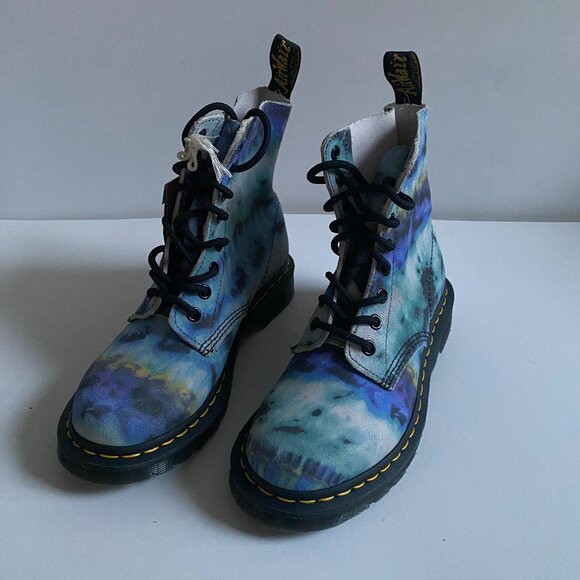 NWT Dr. Martens 1460 Pascal Blue Tie Dye Leather Women's Boots Size 6 27242 - Picture 2 of 16